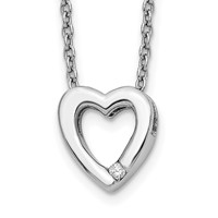 White Ice Sterling Silver Rhodium-plated Diamond Heart Necklace with 2 Inch Extender, 18" view 1