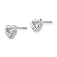 White Ice Sterling Silver Rhodium-plated Diamond Open Heart Post Earrings view 2