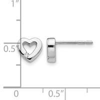 White Ice Sterling Silver Rhodium-plated Diamond Open Heart Post Earrings view 4