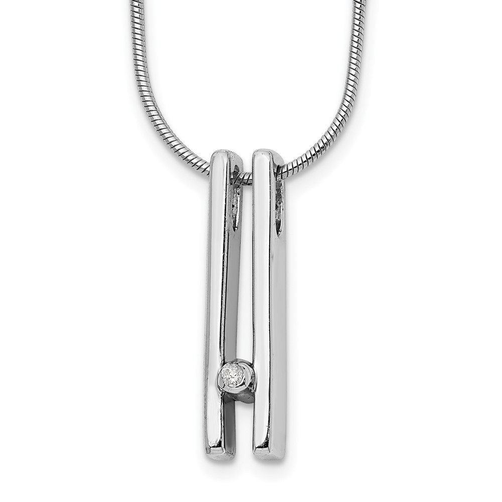 White Ice Sterling Silver Rhodium-plated Diamond Necklace with 2 Inch Extender, 18"