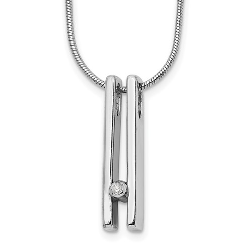 White Ice Sterling Silver Rhodium-plated Diamond Necklace with 2 Inch Extender, 18"