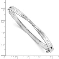 White Ice Sterling Silver Rhodium-plated Diamond Crossover Bangle Bracelet view 2