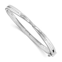 White Ice Sterling Silver Rhodium-plated Diamond Crossover Bangle Bracelet view 1