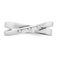 White Ice Sterling Silver Rhodium-plated Diamond Crossover Ring view 5
