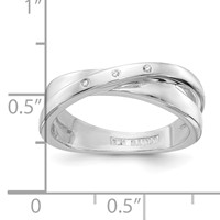White Ice Sterling Silver Rhodium-plated Diamond Crossover Ring view 3