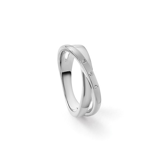 White Ice Sterling Silver Rhodium-plated Diamond Crossover Ring
