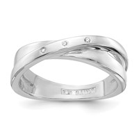 White Ice Sterling Silver Rhodium-plated Diamond Crossover Ring view 1