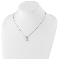 White Ice Sterling Silver Rhodium-plated Diamond Crossover Necklace with 2 Inch Extender, 18" view 4