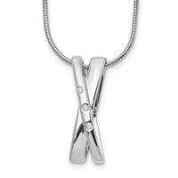 White Ice Sterling Silver Rhodium-plated Diamond Crossover Necklace with 2 Inch Extender, 18" view 1