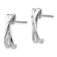 White Ice Sterling Silver Rhodium-plated Diamond Crossover Post Earrings view 2