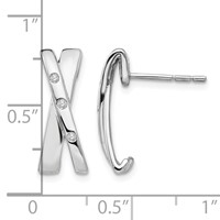 White Ice Sterling Silver Rhodium-plated Diamond Crossover Post Earrings view 4