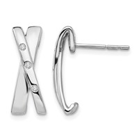 White Ice Sterling Silver Rhodium-plated Diamond Crossover Post Earrings view 1