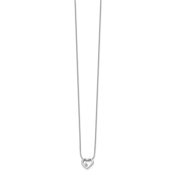 White Ice Sterling Silver Rhodium-plated 18 Inch Diamond Open Heart Necklace with 2 Inch Extender