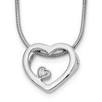 White Ice Sterling Silver Rhodium-plated 18 Inch Diamond Open Heart Necklace with 2 Inch Extender view 1