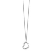 White Ice Sterling Silver Rhodium-plated Diamond Open Heart Necklace with 2 Inch Extender, 18" view 2