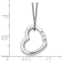White Ice Sterling Silver Rhodium-plated Diamond Open Heart Necklace with 2 Inch Extender, 18" view 3