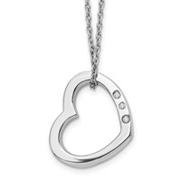White Ice Sterling Silver Rhodium-plated Diamond Open Heart Necklace with 2 Inch Extender, 18" view 1