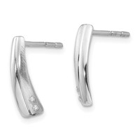 White Ice Sterling Silver Rhodium-plated Satin and Polished Diamond Post Drop Earrings view 2
