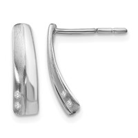 White Ice Sterling Silver Rhodium-plated Satin and Polished Diamond Post Drop Earrings view 1
