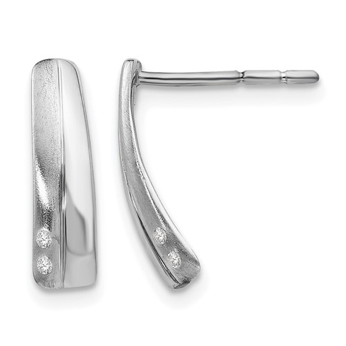White Ice Sterling Silver Rhodium-plated Satin and Polished Diamond Post Drop Earrings