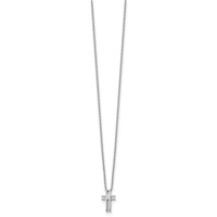 White Ice Sterling Silver Rhodium-plated Diamond Cross Necklace with 2 Inch Extender, 18" view 2
