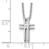 White Ice Sterling Silver Rhodium-plated Diamond Cross Necklace with 2 Inch Extender, 18" view 3
