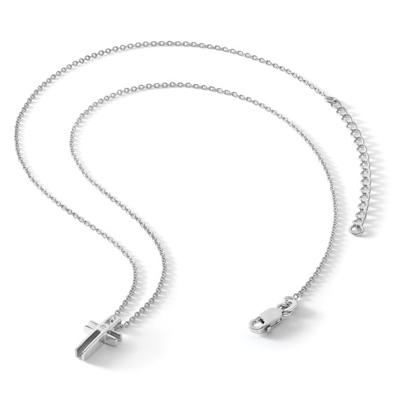 White Ice Sterling Silver Rhodium-plated 18 Inch Diamond Cross Necklace with 2 Inch Extender