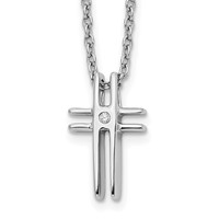 White Ice Sterling Silver Rhodium-plated Diamond Cross Necklace with 2 Inch Extender, 18" view 1