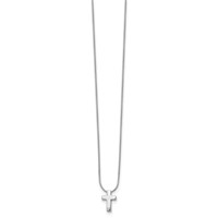 White Ice Sterling Silver Rhodium-plated Diamond Cross Necklace with 2 Inch Extender, 18" view 2