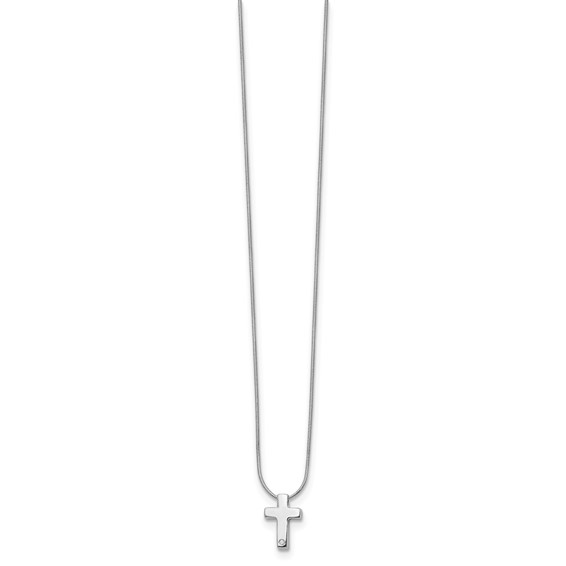 White Ice Sterling Silver Rhodium-plated 18 Inch Diamond Cross Necklace with 2 Inch Extender
