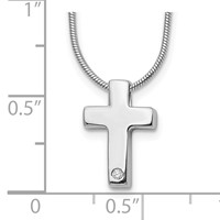White Ice Sterling Silver Rhodium-plated Diamond Cross Necklace with 2 Inch Extender, 18" view 3