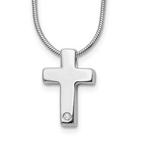 White Ice Sterling Silver Rhodium-plated Diamond Cross Necklace with 2 Inch Extender, 18" view 1