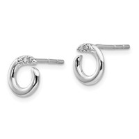 White Ice Sterling Silver Rhodium-plated Open Circle Diamond Post Earrings view 2