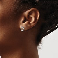 White Ice Sterling Silver Rhodium-plated Open Circle Diamond Post Earrings view 3