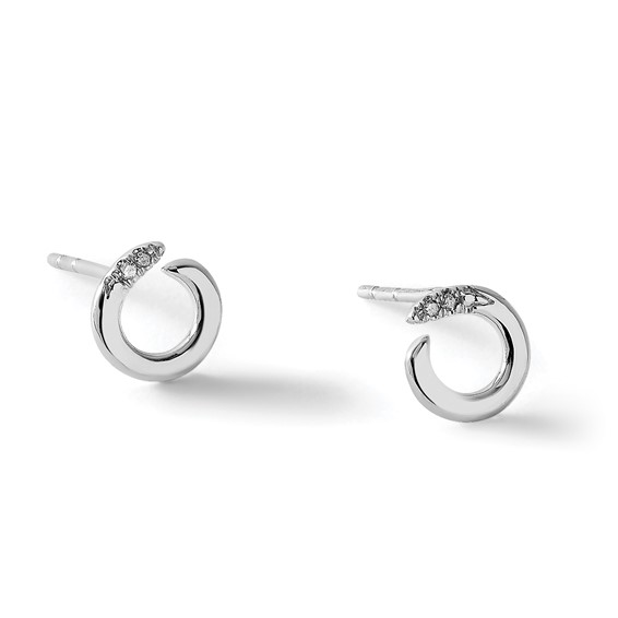 White Ice Sterling Silver Rhodium-plated Open Circle Diamond Post Earrings