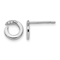 White Ice Sterling Silver Rhodium-plated Open Circle Diamond Post Earrings view 1