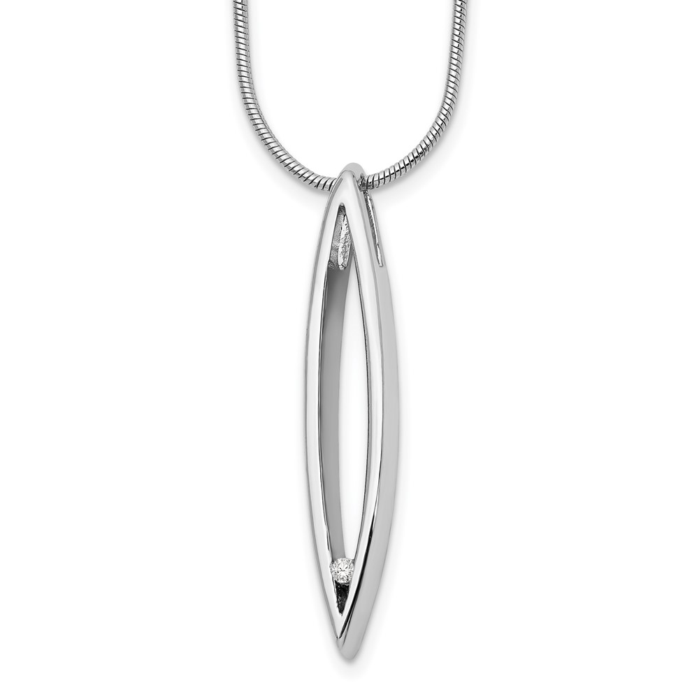 White Ice Sterling Silver Rhodium-plated Diamond Necklace with 2 Inch Extender, 18"