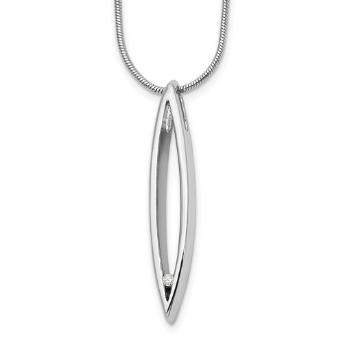White Ice Sterling Silver Rhodium-plated Diamond Necklace with 2 Inch Extender, 18"