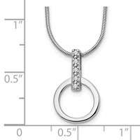 White Ice Sterling Silver Rhodium-plated Open Circle Diamond Necklace with 2 Inch Extender, 18" view 3