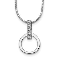 White Ice Sterling Silver Rhodium-plated Open Circle Diamond Necklace with 2 Inch Extender, 18" view 1