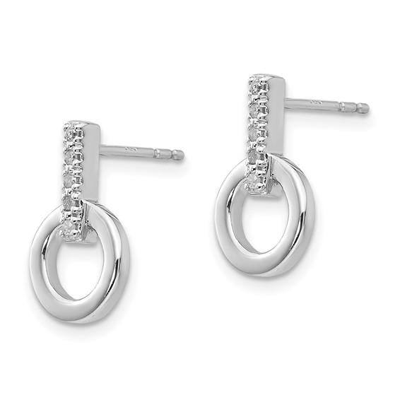 White Ice Sterling Silver Rhodium-plated Diamond Open Circle Post Earrings