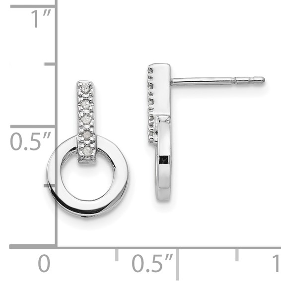 White Ice Sterling Silver Rhodium-plated Diamond Open Circle Post Earrings