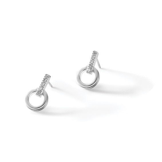White Ice Sterling Silver Rhodium-plated Diamond Open Circle Post Earrings