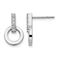 White Ice Sterling Silver Rhodium-plated Diamond Open Circle Post Earrings view 1