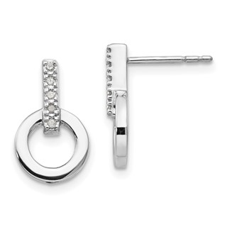 White Ice Sterling Silver Rhodium-plated Diamond Open Circle Post Earrings