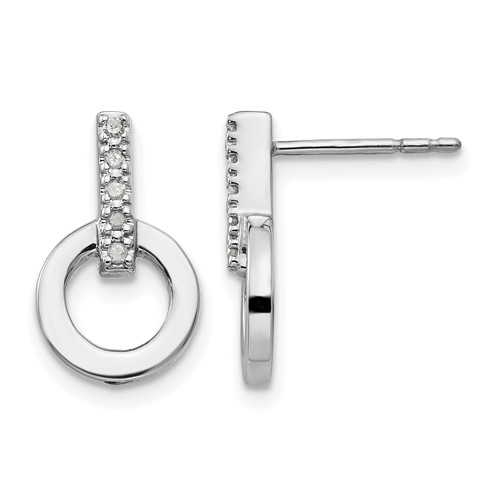 White Ice Sterling Silver Rhodium-plated Diamond Open Circle Post Earrings