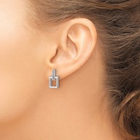 White Ice Sterling Silver Rhodium-plated Diamond Open Square Dangle Earrings view 3