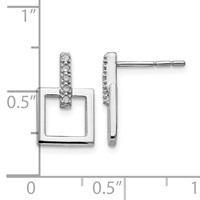 White Ice Sterling Silver Rhodium-plated Diamond Open Square Dangle Earrings view 4