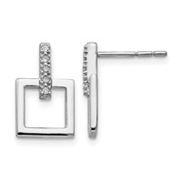 White Ice Sterling Silver Rhodium-plated Diamond Open Square Dangle Earrings view 1