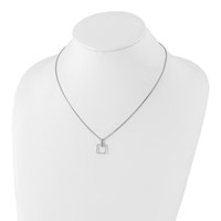 White Ice Sterling Silver Rhodium-plated Diamond Open Squared Necklace with 2 Inch Extender, 18" view 4